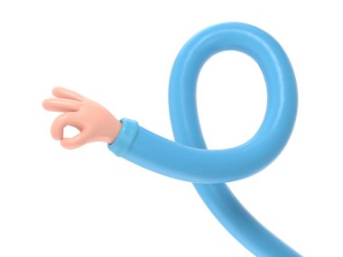 Emzik ile 3 boyutlu mavi çizgi film bebek eli.