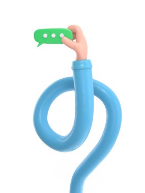 3D mavi ipli yeşil kauçuk el.