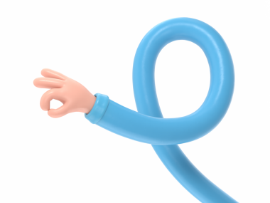 Beyaz arkaplanda 3 boyutlu mavi karikatür çizimi