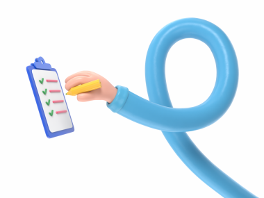 Mavi işaretli 3D el çizimi