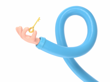 3D karikatür karakteri el ele tutuşma harfi. Beyaz üzerine izole edilmiş..