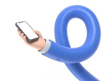 Elinde telefon olan üç boyutlu bir adam.