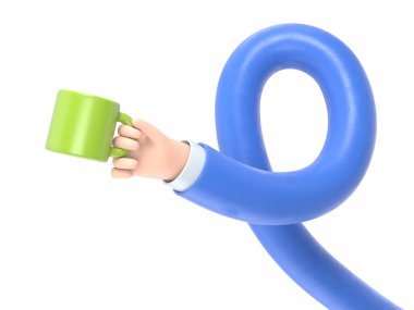 Mavi kahve fincanıyla el..