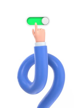 3D çizgi film karakteri - Tamam mavi anahtarlı