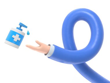 Mıknatıs ve ok sembollü mavi karakter. 3d illüstrasyon