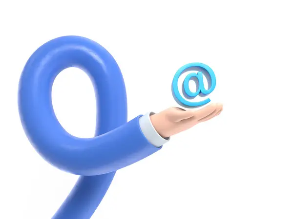 Caractere Mail Usando Chave Azul — Fotografia de Stock