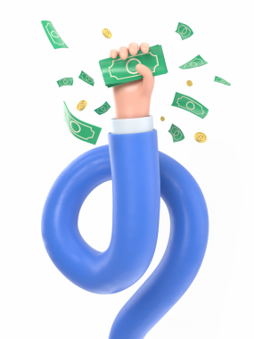 Elinde mıknatıs olan para beyaz arka planda izole edilmiş. vektör illüstrasyonu