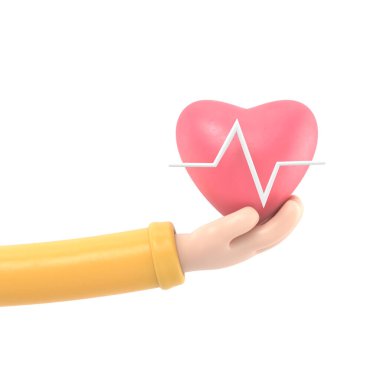 Steteskop ve kalbi tutan el.