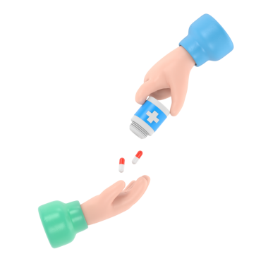 Beyaz arka planda haplar, haplar ve kapsüllerle. Tıp konsepti. 3d illüstrasyon