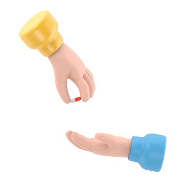 El hapları, beyazla izole edilmiş.