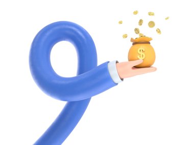 Dolar işareti ve mıknatısı olan mavi karakter