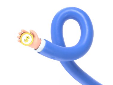 Beyaz arkaplanda dolar işaretinin çizgi film karakteri