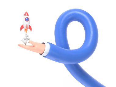 Üç boyutlu bir karakter mıknatıs tutuyor. 3D görüntüleme. beyaz arkaplanda izole.