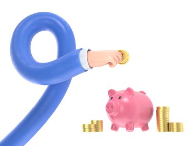 Domuz kumbaralı 3 boyutlu karakter.