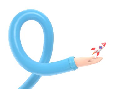 Mavi at nalı mıknatısı olan 3 boyutlu çizgi film karakteri çizimi