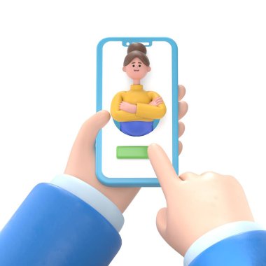 3D adam cep telefonu kullanıyor.