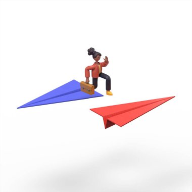 Beyaz arkaplanda beyaz bir üst görünüm içinde bir adamın 3 boyutlu görüntüsü