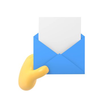 3 boyutlu zarf ve bir mektup. 3d oluşturma