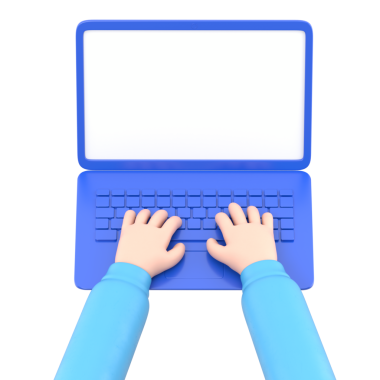 Elinde dizüstü bilgisayar olan bir adamın 3 boyutlu resmi.