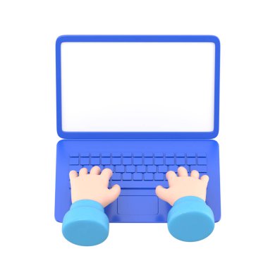 mavi ekranlı ve elleri beyaz arkaplanda olan dizüstü bilgisayar