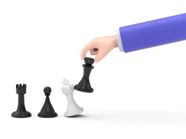 Satranç tahtalı 3 boyutlu satranç figürü