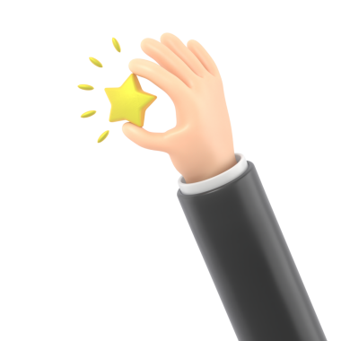 Beyaz arka planda yıldızı olan bir iş adamının eli..