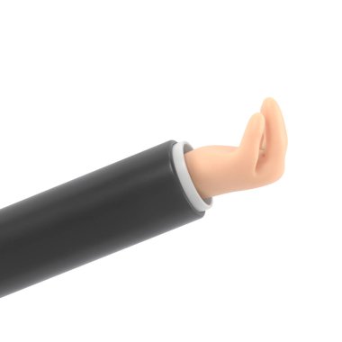 Beyaz arka planda siyah leke olan bir insan elinin 3 boyutlu canlandırması.