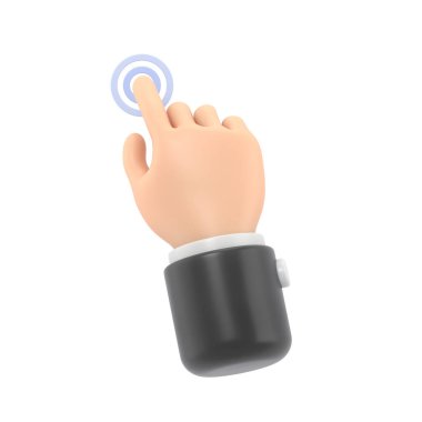 3 boyutlu insan eli görüntüsü sağ elde duruyor. Beyaz arka planda izole edilmiş..