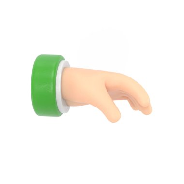 Beyaz arkaplanda yeşil oyuncak parmak