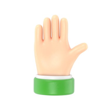 3 boyutlu el çizimi beyaz arkaplanda 4 numarayı gösteriyor