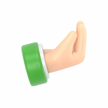 Beyaz bir arka planı olan üç kişilik bir el. 3D görüntü izole edildi