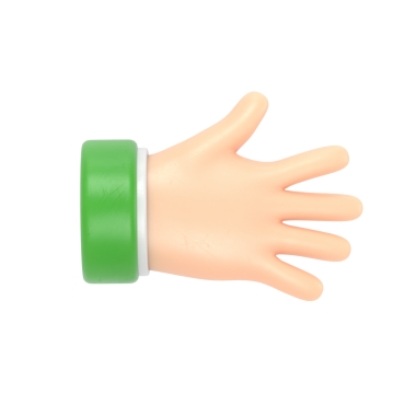 Beyaz arkaplanda yeşil ekranlı izole bir el