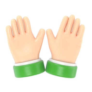 Üç boyutlu çizgi film karakteri çizimi iki parmak gösteriyor