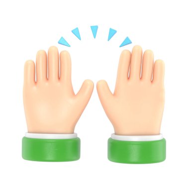 Beyaz arkaplan ile el simgesinin 3 boyutlu çizimi