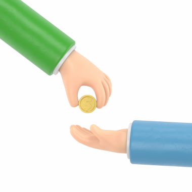 Elinde bozuk para tutan bir işadamı.