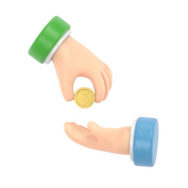 Beyaz arka plan üzerinde izole el ile para