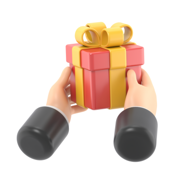 3 boyutlu illüstrasyon. Elinde hediye tutan bir adam. 3 Boyutlu Hazırlama