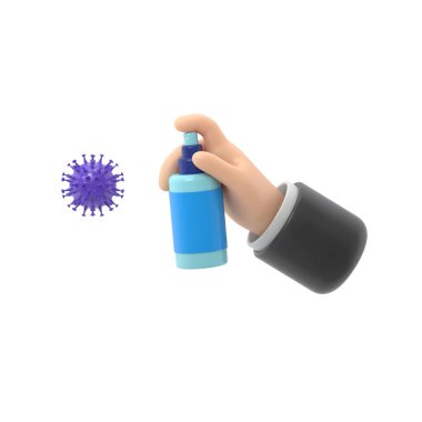 Coronavirus aşısıyla el ele tutuşmak. 3d resimleme