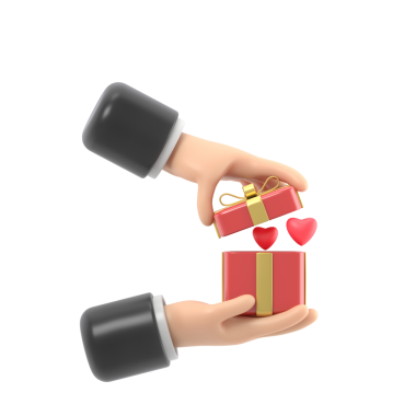 Elinde kırmızı fiyonklu bir hediye kutusu olan bir adam var.