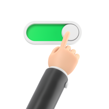 El ele tutuşan yeşil düğme. beyaz arkaplanda izole