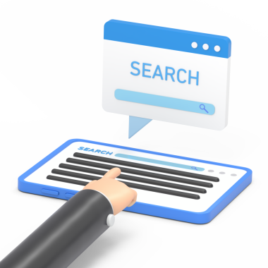 Şeffaf Arkaplan Model. Düz 3D izometrik iş adamı el ile arama motoru için tablet kullanıyor. Anahtar sözcük araştırması ve seo konsepti. Saydam arkaplan içeren PNG dosyalarını gönderir.