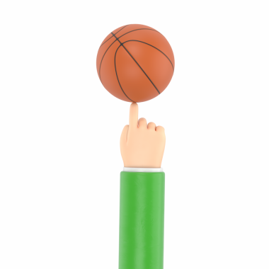 Beyaz arkaplan üzerinde basketbol ikonu olan el, vektör illüstrasyonu