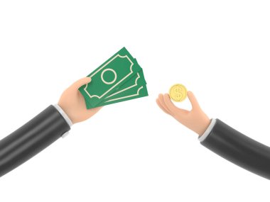 Bitcoin dolar değişimi konsepti. Geleceğin mali işlemleri. Sanal finans piyasası. Dolar olarak değiştir. 3D düz dizayn. Beyaz arkaplanda şifrelenmiş 3D para biriminden çekiliyor.