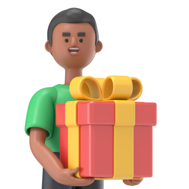 Hediye kutusu olan yakışıklı afro adam David 'in 3 boyutlu resmi. Şeffaf arkaplan modeli. Şeffaf arkaplan içeren PNG dosyalarını destekler.