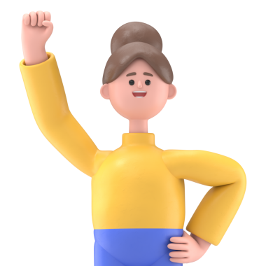 Asyalı Angela 'nın 3 boyutlu resmi. Kazandı, yumruğunu sıktı. Güçlü, şeffaf arka plan modeli. Şeffaf arkaplan içeren PNG dosyalarını destekler.