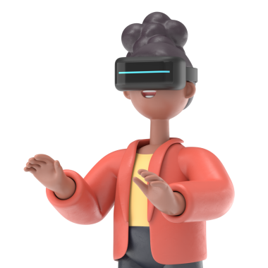 Sanal gerçeklikteki Afro-Amerikan kadın Coco 'nun gelecekteki teknolojiyle oynadığı 3 boyutlu bir resim. Şeffaf arkaplan modeli. Şeffaf arkaplan içeren PNG dosyalarını destekler.