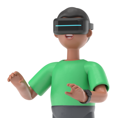 Sanal gerçeklikteki yakışıklı afro adam David 'in gelecekteki teknolojiyle oynadığı 3 boyutlu bir resim. Şeffaf arkaplan modeli. Şeffaf arkaplan içeren PNG dosyalarını destekler.