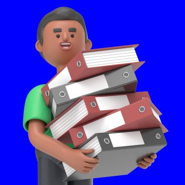 Yakışıklı afro adam David 'in 3 boyutlu çizimi bir sürü dosya ile çok çalıştı, Mavi Ekran Mockup3D görüntüleme ve kırpma yolu için Mavi Ekran.
