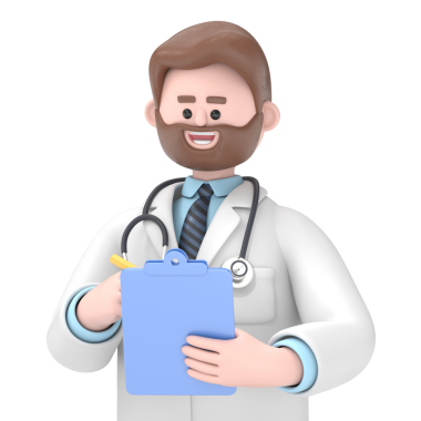 Doktor Iverson 'ın 3 boyutlu resmi mavi bir dosya tutuyor. Profesyonel beyaz erkek uzman. PNG dosyalarını şeffaf arkaplanlara aktarır.