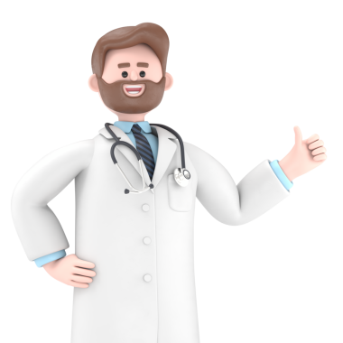 Erkek Doktor Iverson 'un 3 boyutlu illüstrasyonu başparmağı yukarı kaldırıyor. Saydam Arkaplan Mockup.PNG dosyalarını şeffaf arkaplanlara aktarır.